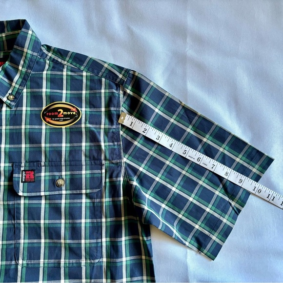 Wrangler Riggs Workwear Plaid Work Shirt Stretch Short Sleeve Blue 112325151. - Picture 5 of 6